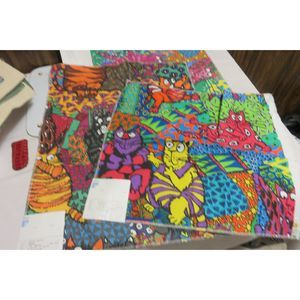 3 FABRICUT CAT PATTERN FABRIC SAMPLES